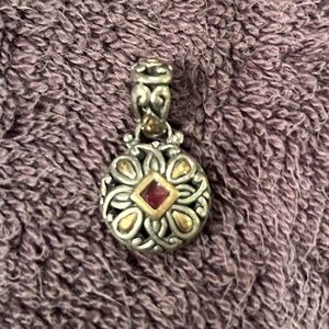 John Hardy vintage sterling and 18k gold rhodolite garnet slide pendant